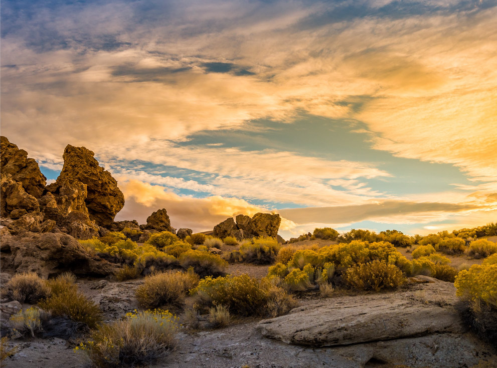 Pyramid Lake Nevada Tufas at Sunset Panorama