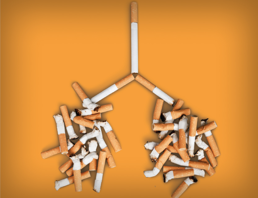 Lungs image from cigarette isolated