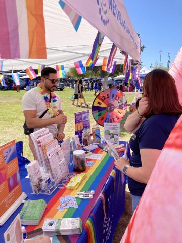 NCC team member Jorge handing out educational materials at Las Vegas Pride