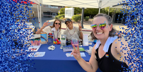 Jillian with Sarah and Valerie at an outreach event