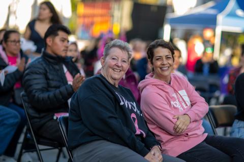 Natalie Stevenson, right, at the 2025 Bras for a Cause event in downtown Reno. 